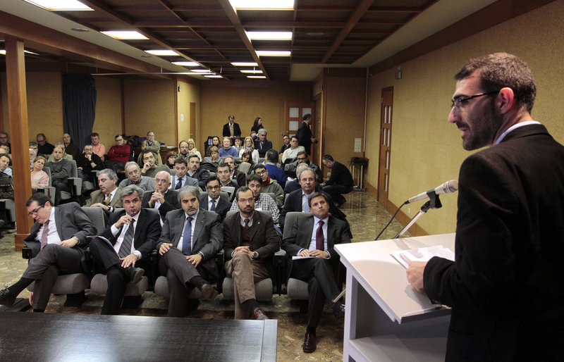 El presidente de la PTP, Ricard Riol, en un momento de la jornada que se celebró en la Cambra de la Propietat de Tarragona. Foto: Pere Ferré. Diari de Tarragona
