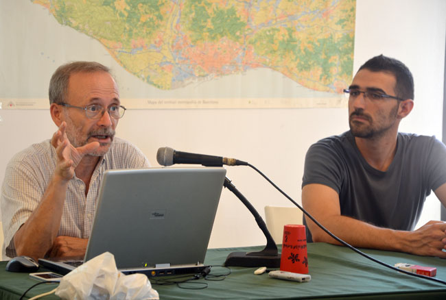 El membre d'ADENC, Manel Larrosa i el president de Promoció del Transport Públic, Ricard Riol. Foto: Cerdanyola.info