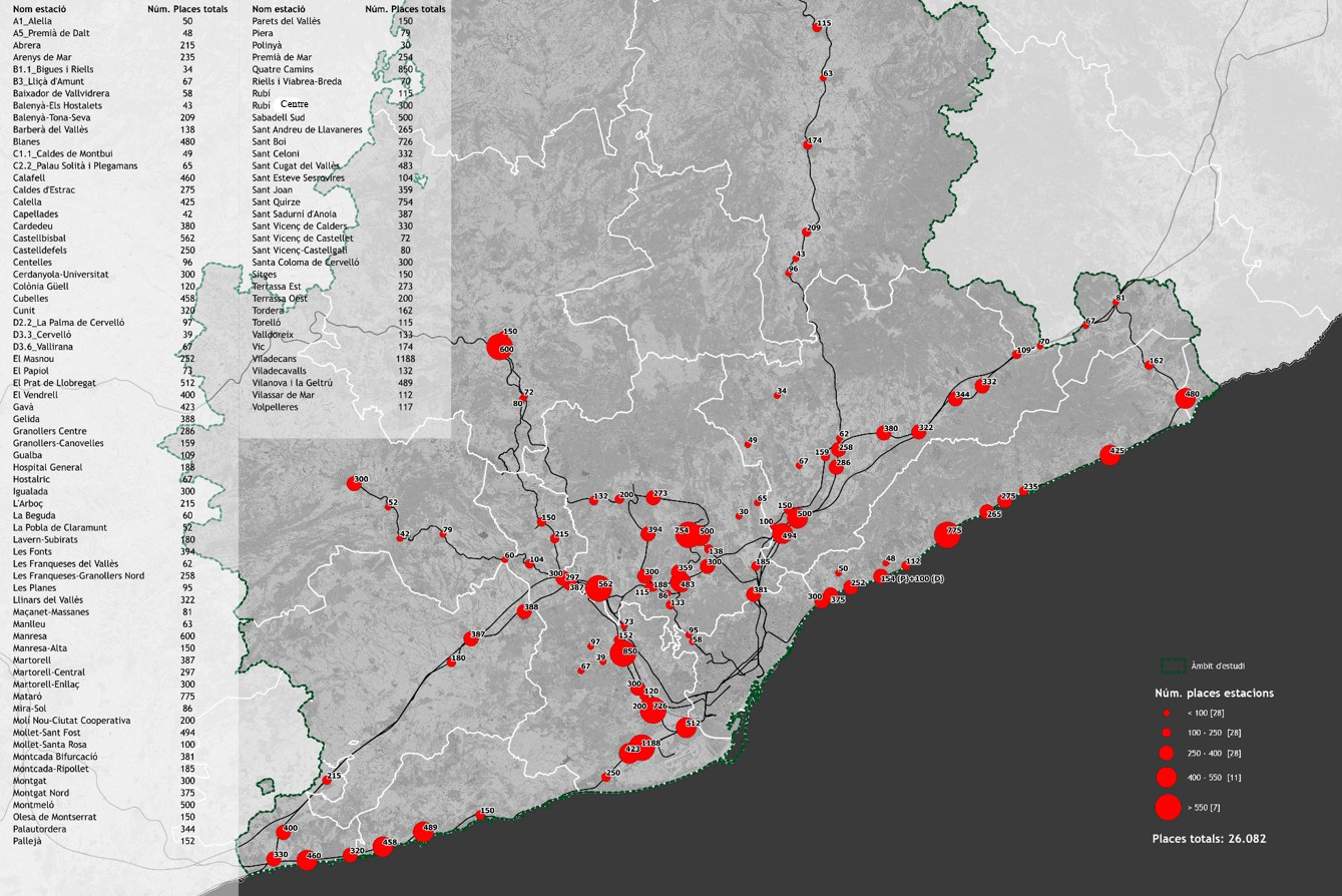 Mapa dels Park&Ride de la província de Barcelona